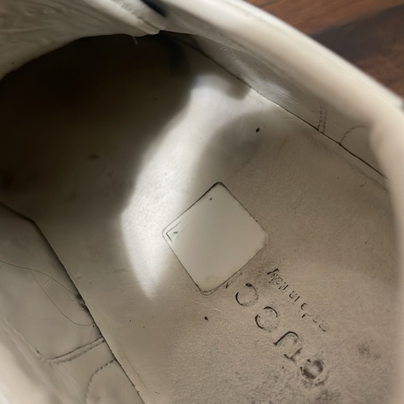 Gucci Ace Sneakers Authentic White Leather Monogram Green Web Sz 35.5 / 5.5 USA - Picture 11 of 17